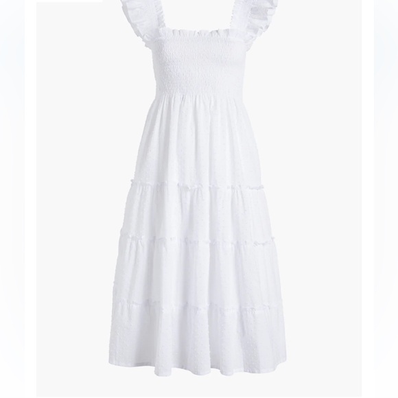The Ellie Nap Midi Ruffle Dress in Dreamy Sheer White Swiss Dot Size XS - Picture 6 of 14